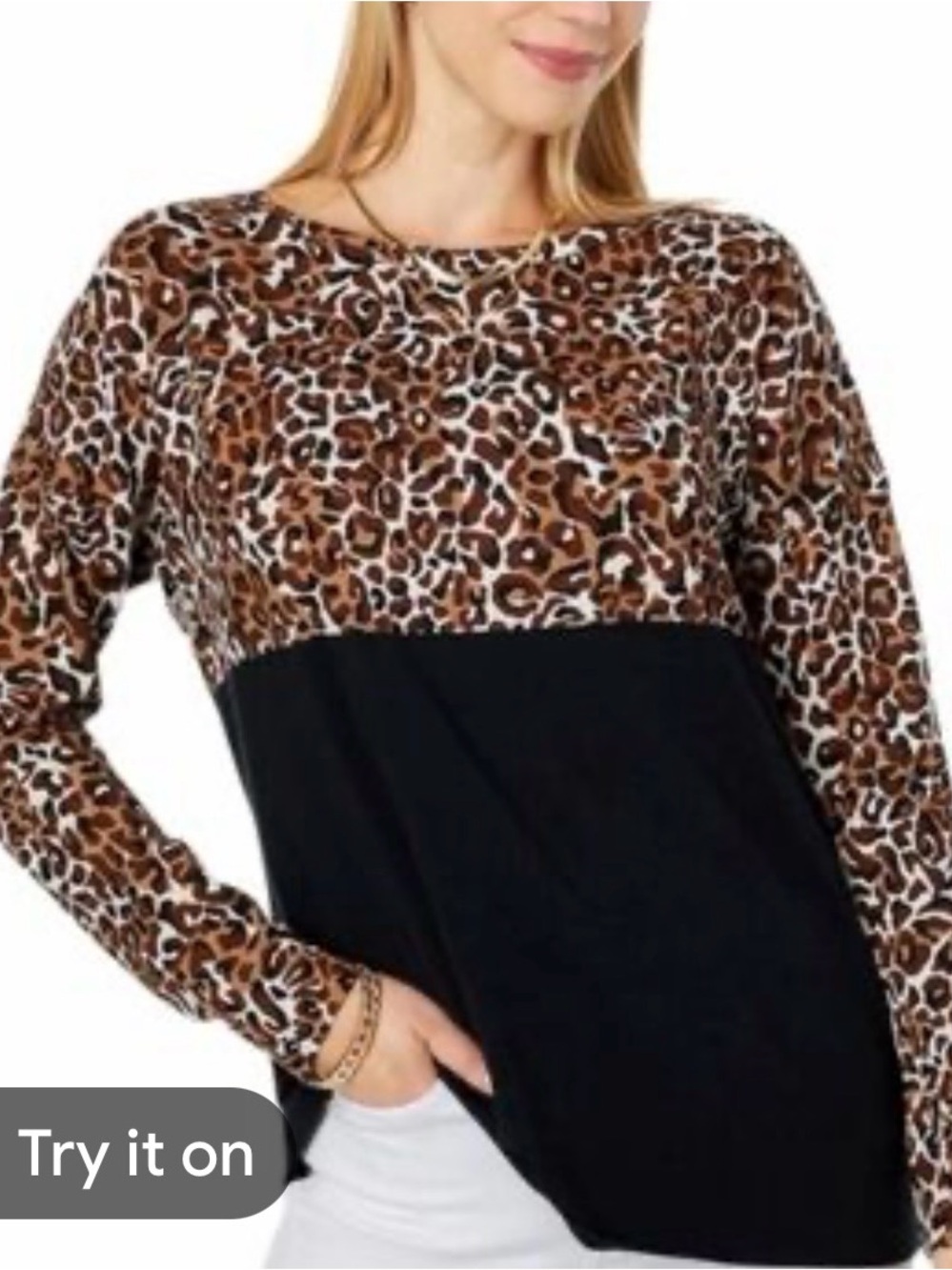 Lilly Pulitzer Finn Top Leopard Print and Black Block Pullover Favorite Spot XXS